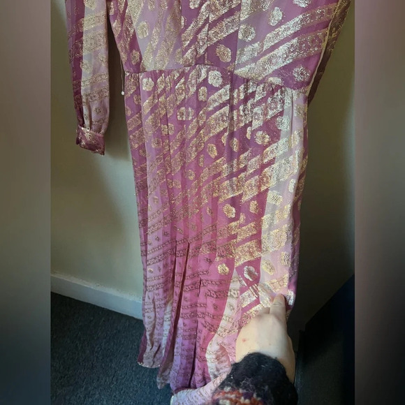 Vintage 1960s 1970s Adele Simpson Pink Metallic Chiffon Dress - Picture 3 of 16